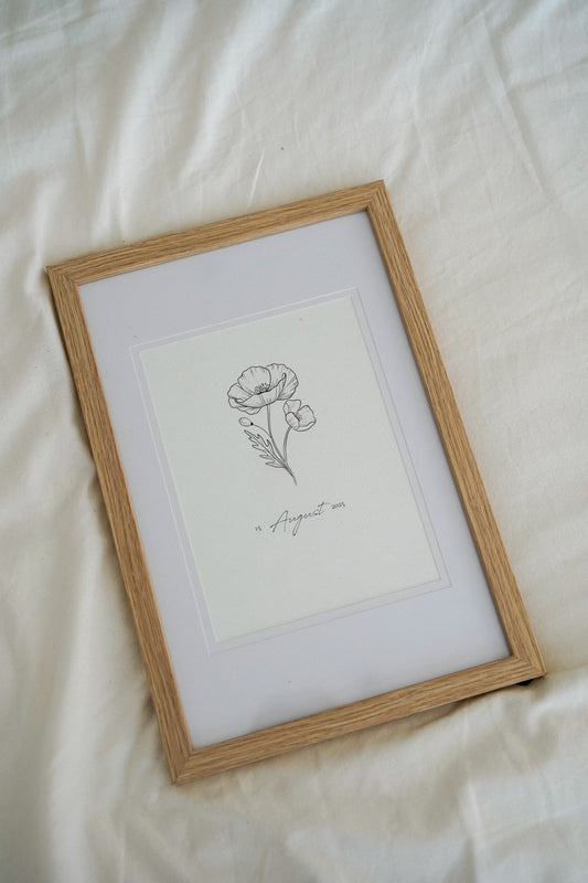 August Birth Flower Art Print | Poppy