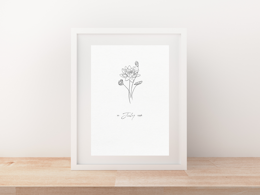 July Birth Flower Art Print | Water Lily