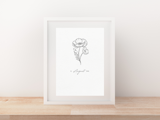 August Birth Flower Art Print | Poppy